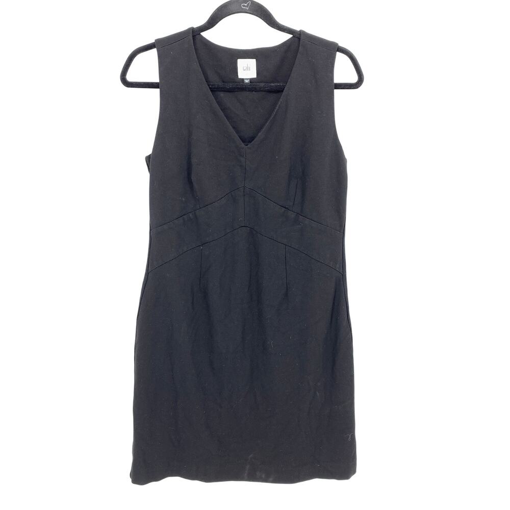 Cabi Sheath Edie Dress Womens Size Medium Black Sleeveless V-Neck